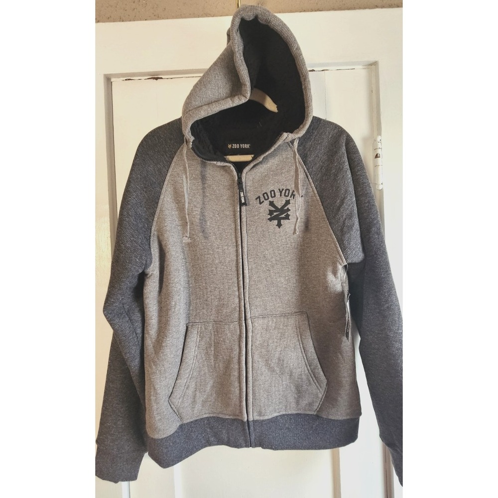 NWT ZOO YORK cotton blend full zip Sherpa Lined‎ hoodie Men's Sz S